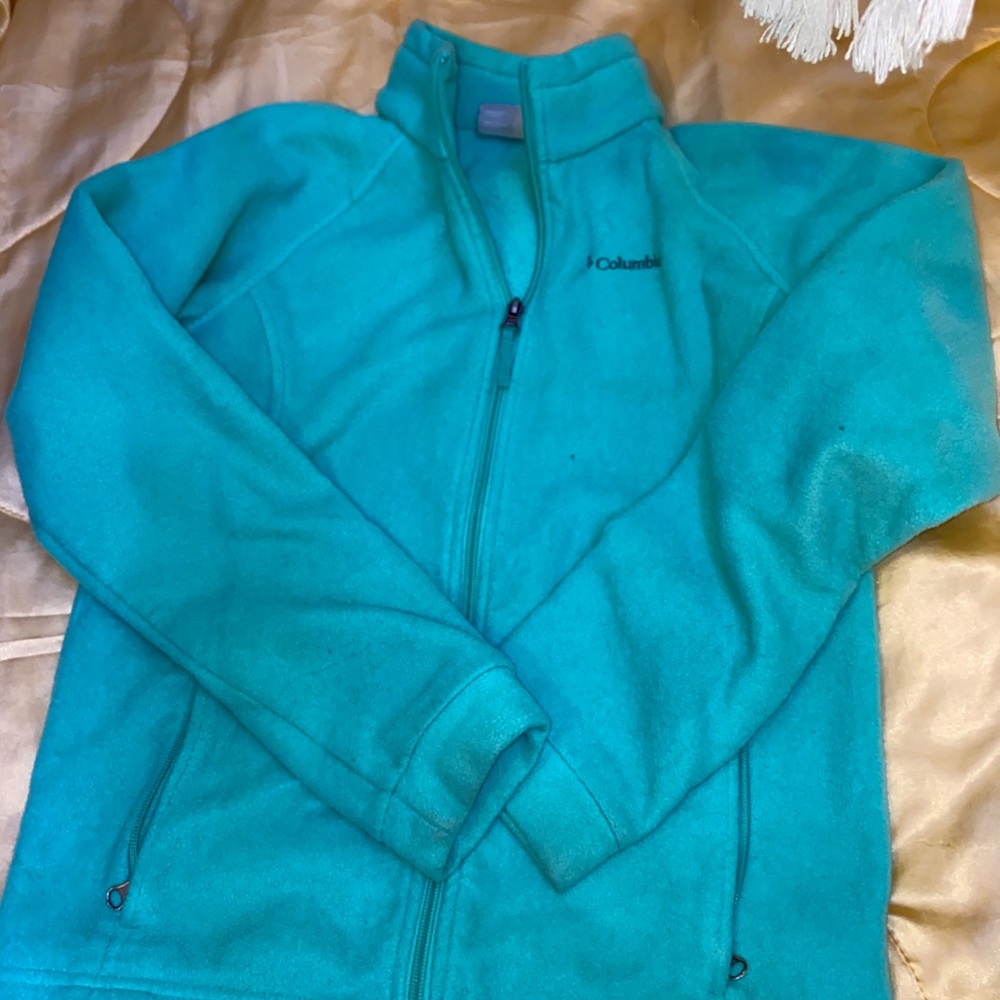 Teal zip up Columbia jacket